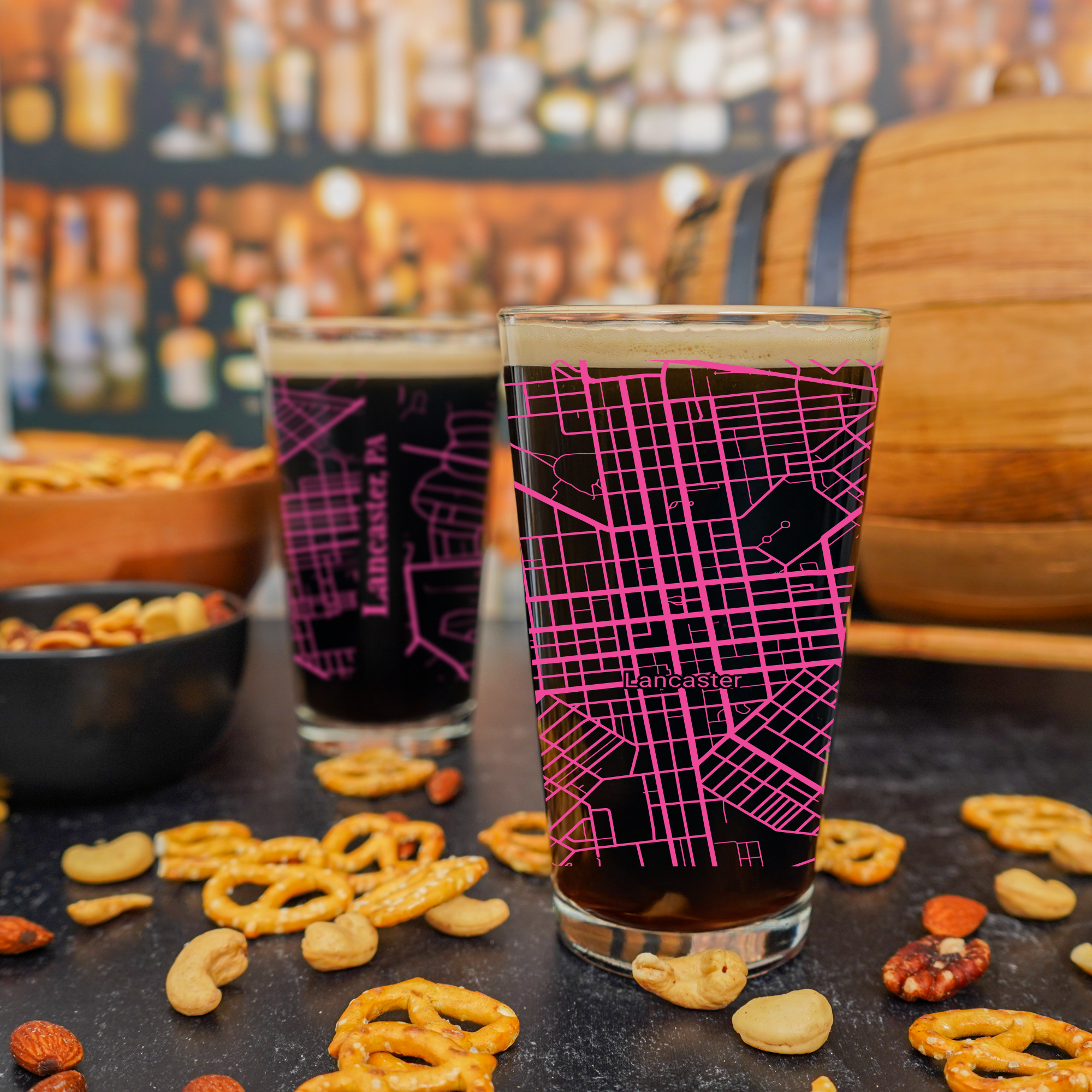 Blue Ridge Mountain Gifts - Wholesale Beer Glass/Mug - Lancaster PA Map Glass - Select from over 40 Colors0