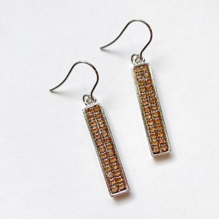 Rhinestone Bar Dangle Earrings for wholesale by Jenica Jewelry