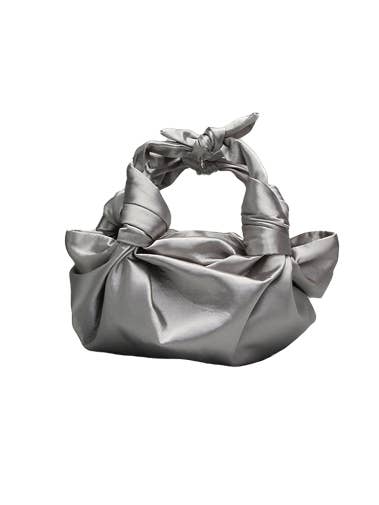 SILVER NLA SILK KNOT BAG for wholesale by NLA Collection