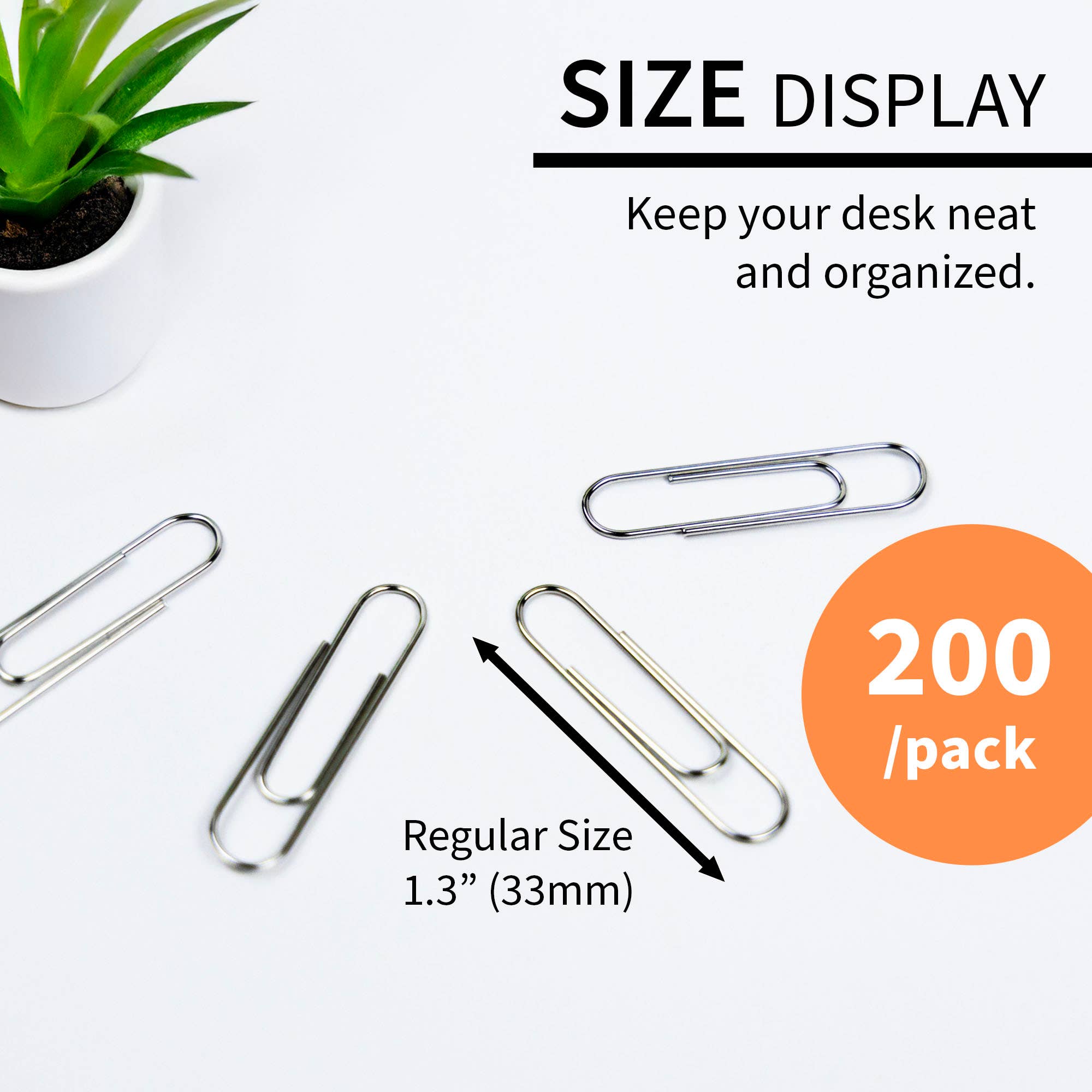 BAZIC Products - Wholesale Paperclip - Paper Clip (33mm) No.1 Regular Silver (200/Pack)1