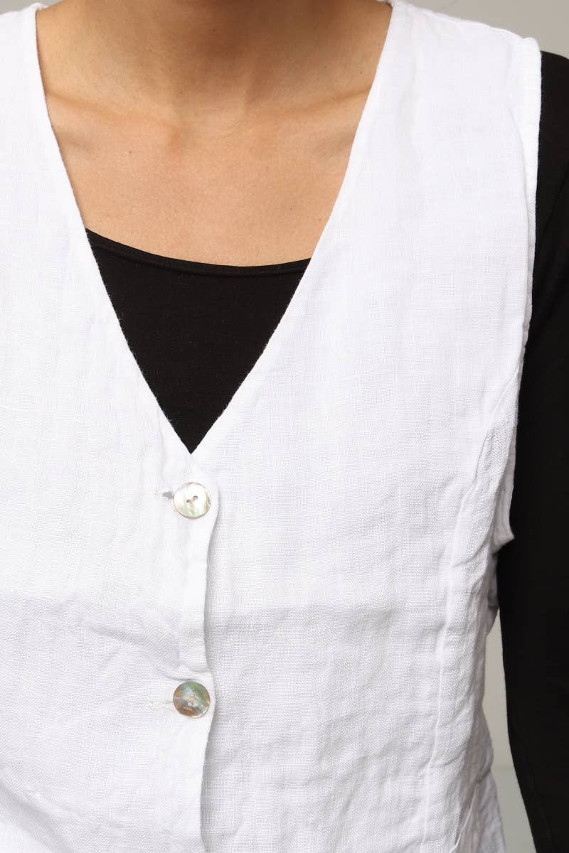 LÉA & LUC - Wholesale Button Down Shirt - Women's - Sleeveless shirt in 100% Linen REF. 514671