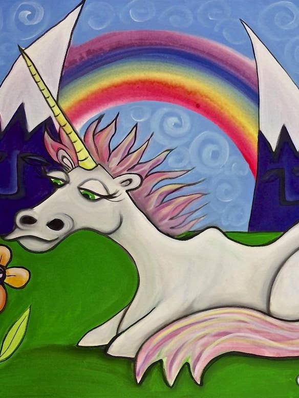 Unicorn Under the Rainbow Canvas Print for wholesale by It's a Henry