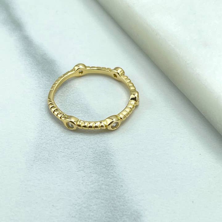 Anel Estação redonda CZ preenchido com ouro 18k por atacado de DIJU Jewelry