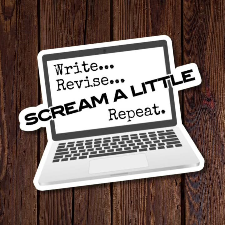 Escribe... Revisar... Grita un poco. Pegatina de repetición para venta al por mayor de Roxanne Johnston Designs