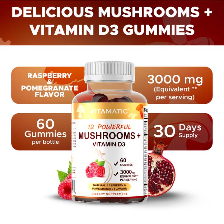 Vitamatic - Wholesale Oral Supplement/Vitamin - Vitamatic | Mushroom Complex with D3 | 60 Gummies3