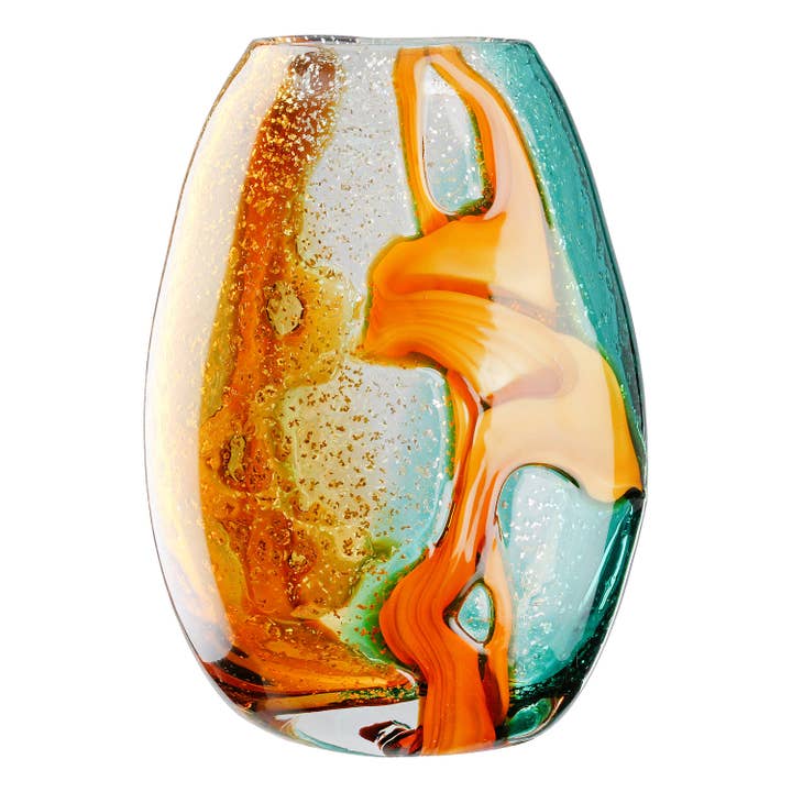 Fresco vase, blue, brown, clear H.25 cm for wholesale on Faire2