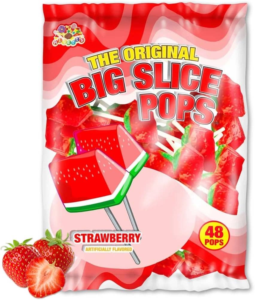 Royal Wholesale - Wholesale Lollipop - Alberts Big Slice Pop Strawberry 48ct