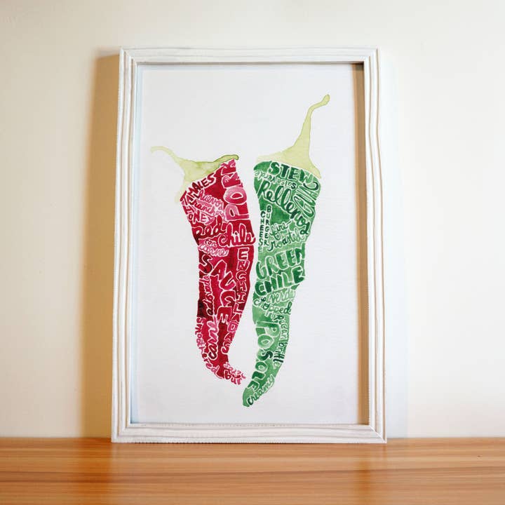 Red Chile Design Co - Vendita all'ingrosso Poster - Poster con Parole di Chile Rosso + Verde, 11x173