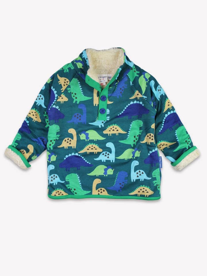 Organic Tonal Dinosaur Print Fleece Sweatshirt for wholesale by Toby Tiger