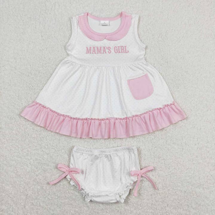 Aier Wholesale - Wholesale Clothing Set - Baby - Baby Girls Polka Dots Mama's Girl Tunic Top Bummies Clothes