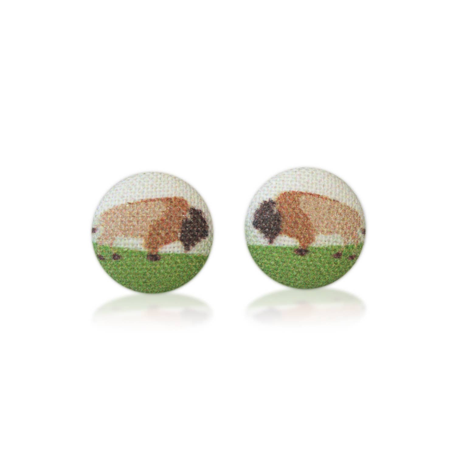 Rachel O's - Wholesale Stud/Post Earrings - Buffalo Fabric Button Earrings4