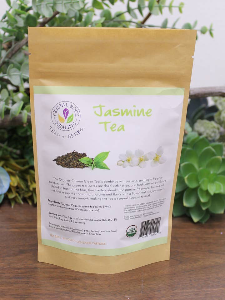 Sachet de thé au jasmin biologique 20 carats pour la vente par Crystal Rock Healing, LLC