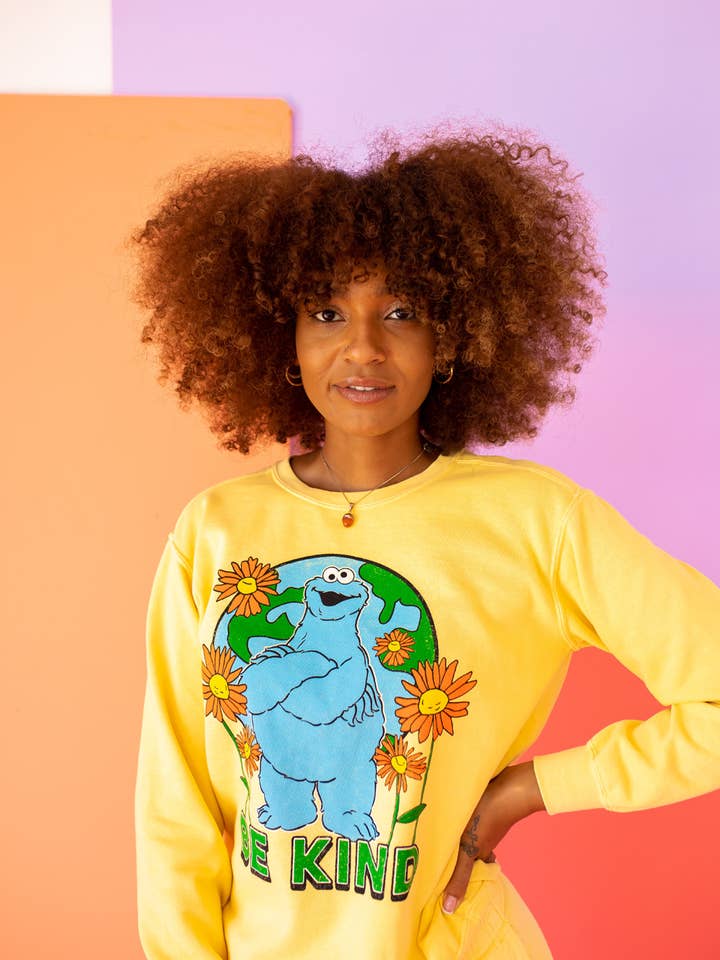 Sesame Street Be Kind Cookie Monster Sweatshirt for wholesale by People Of Leisure