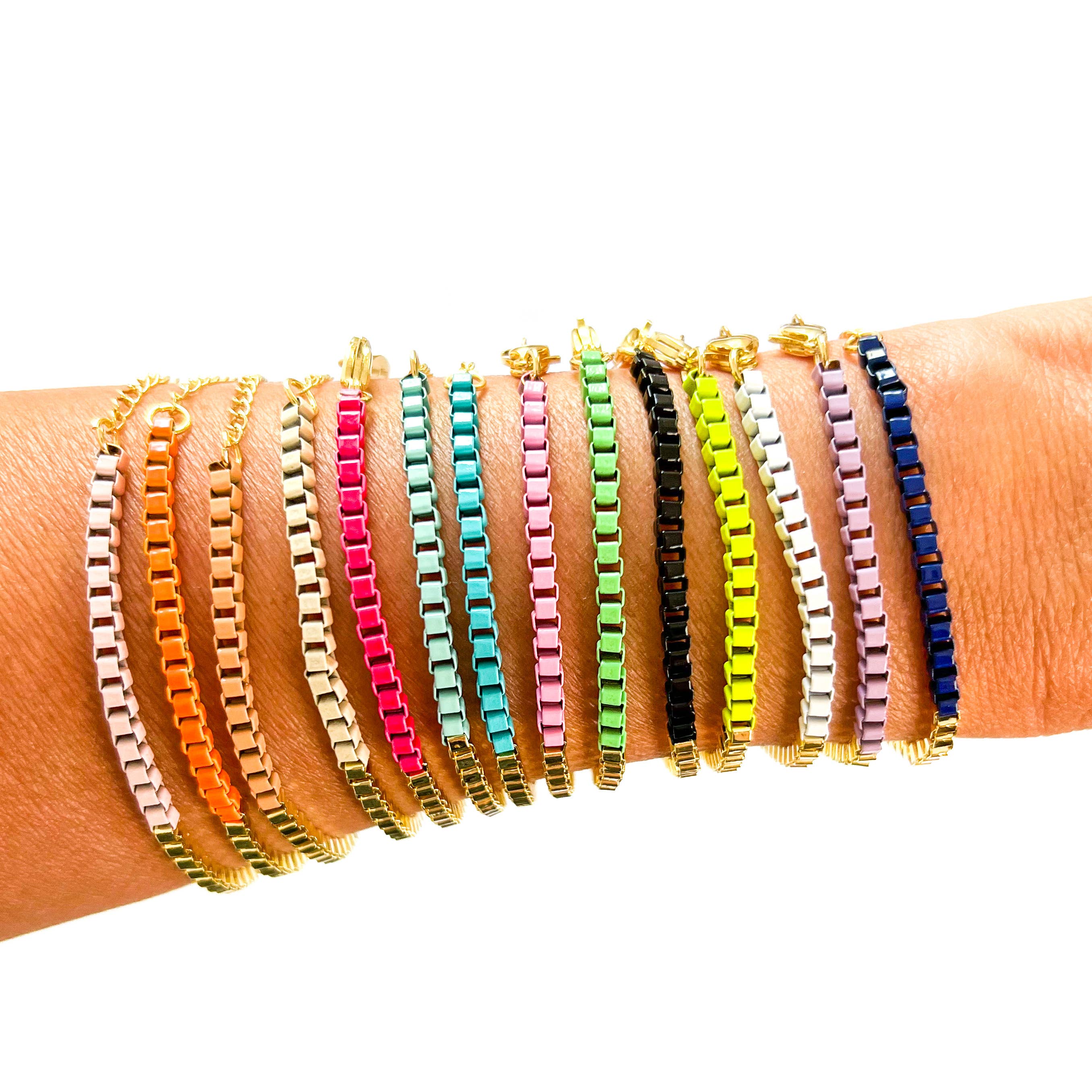Savvy Bling - Wholesale Link & Chain Bracelet - Colored enamel Box chain link bracelet9