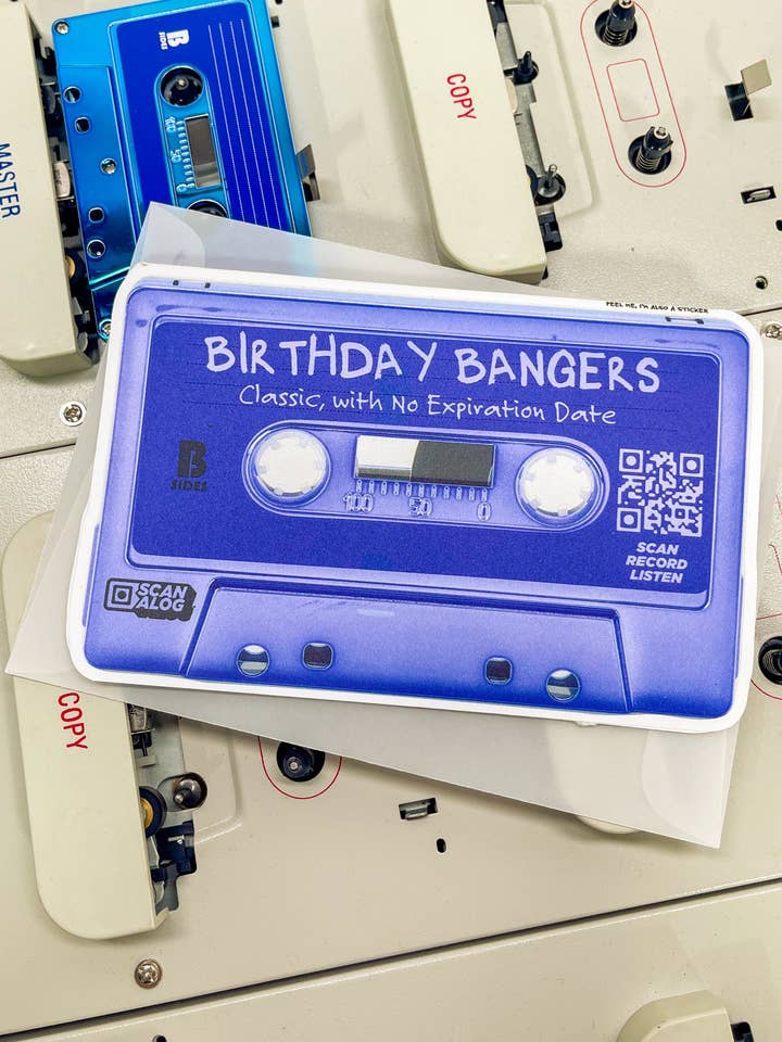 Gratulationskort Klistermärke | Blå "Födelsedagslåtar" för wholesale av Scanalog