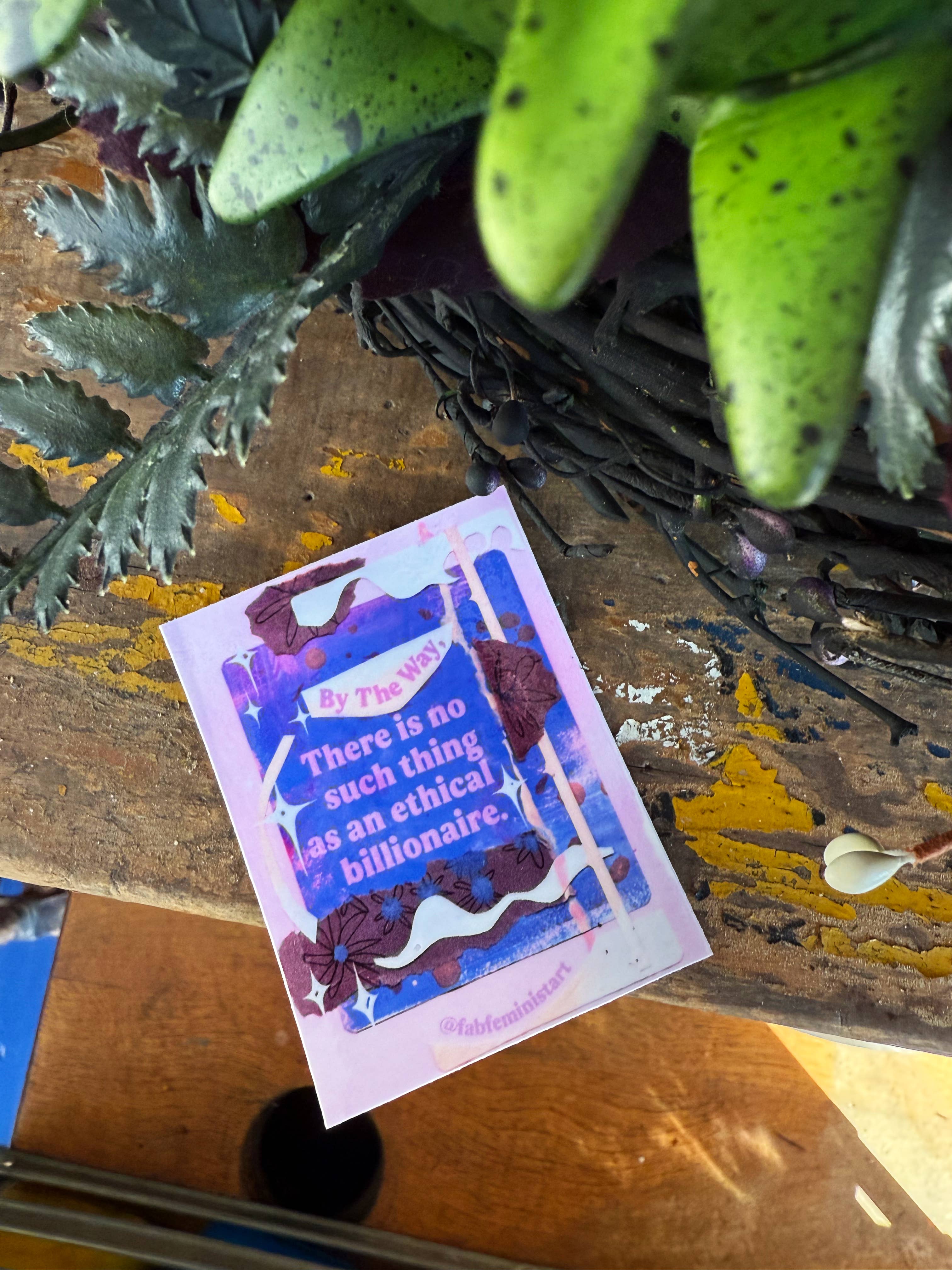 Fabulously Feminist - Vente Autocollant - Pas de milliardaire éthique : Autocollant féministe1