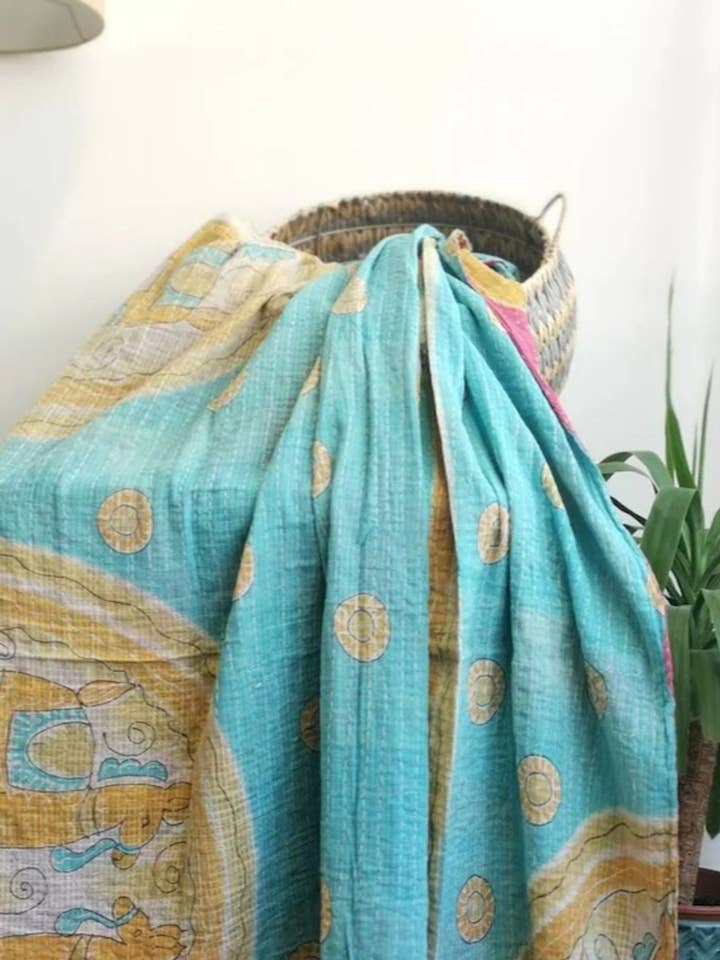 Fine Vintage Upcycled Kantha Bed/Sofa Throw -ASSORTED SET 10 for wholesale by The Eastern Loom