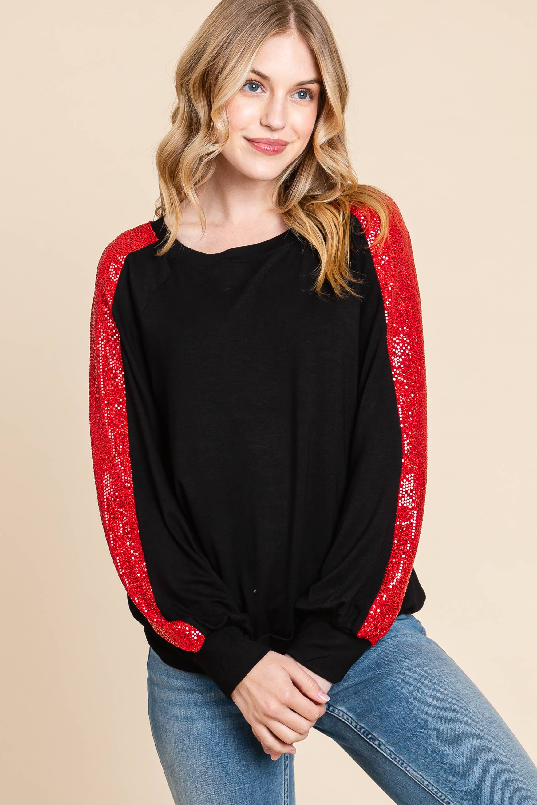 Emerald Collection - Vente Chemisier – femme - Haut de mode ETK-9319-PL grande taille avec sequi métallisé scintillant2