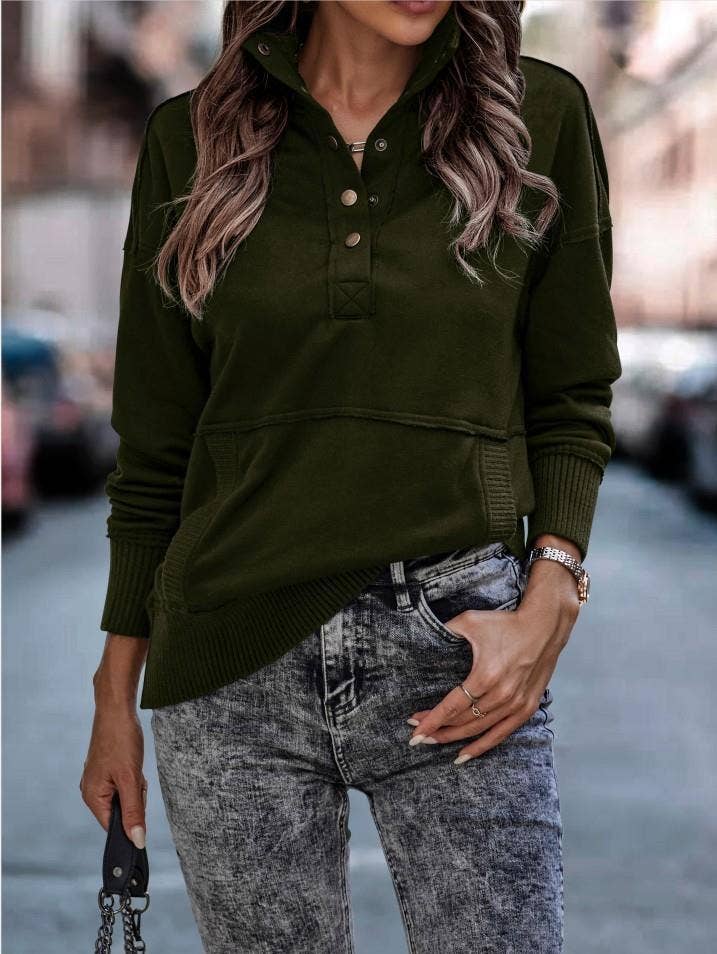 eLook - Wholesale Sweatshirt - Women's - SZ1-SW9112 Exposed Seam Henley Snap Sweatshirt5