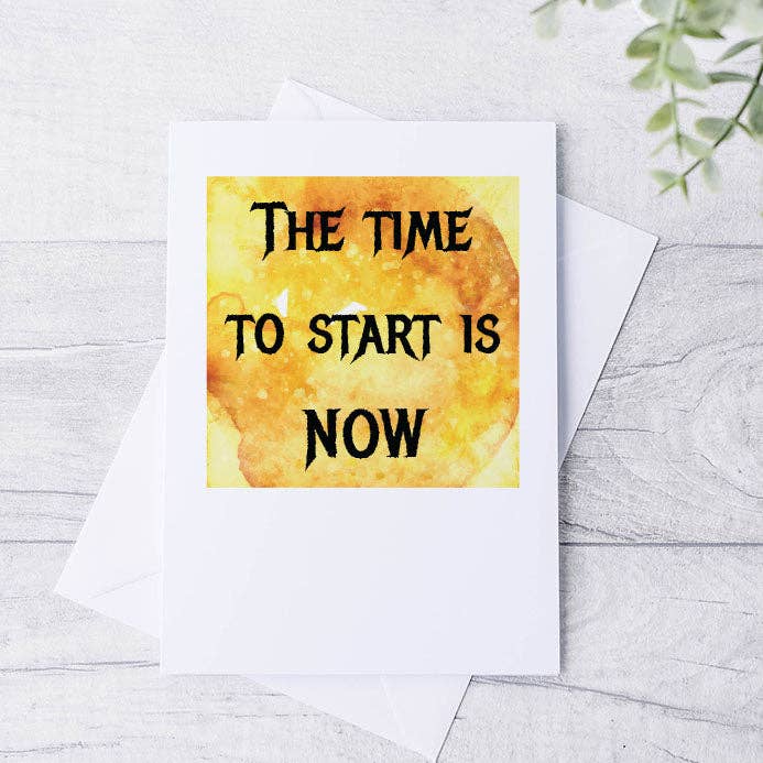 Tidspunktet at starte er nu motiverende hilsen kort for engroshandel hos Bluesky's Creation