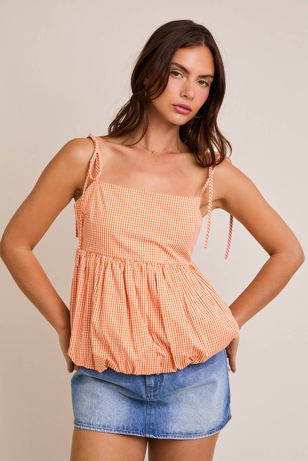 LE LIS - Wholesale Blouse - Women's - SHOULDER TIE BUBBLE HEM TOP9