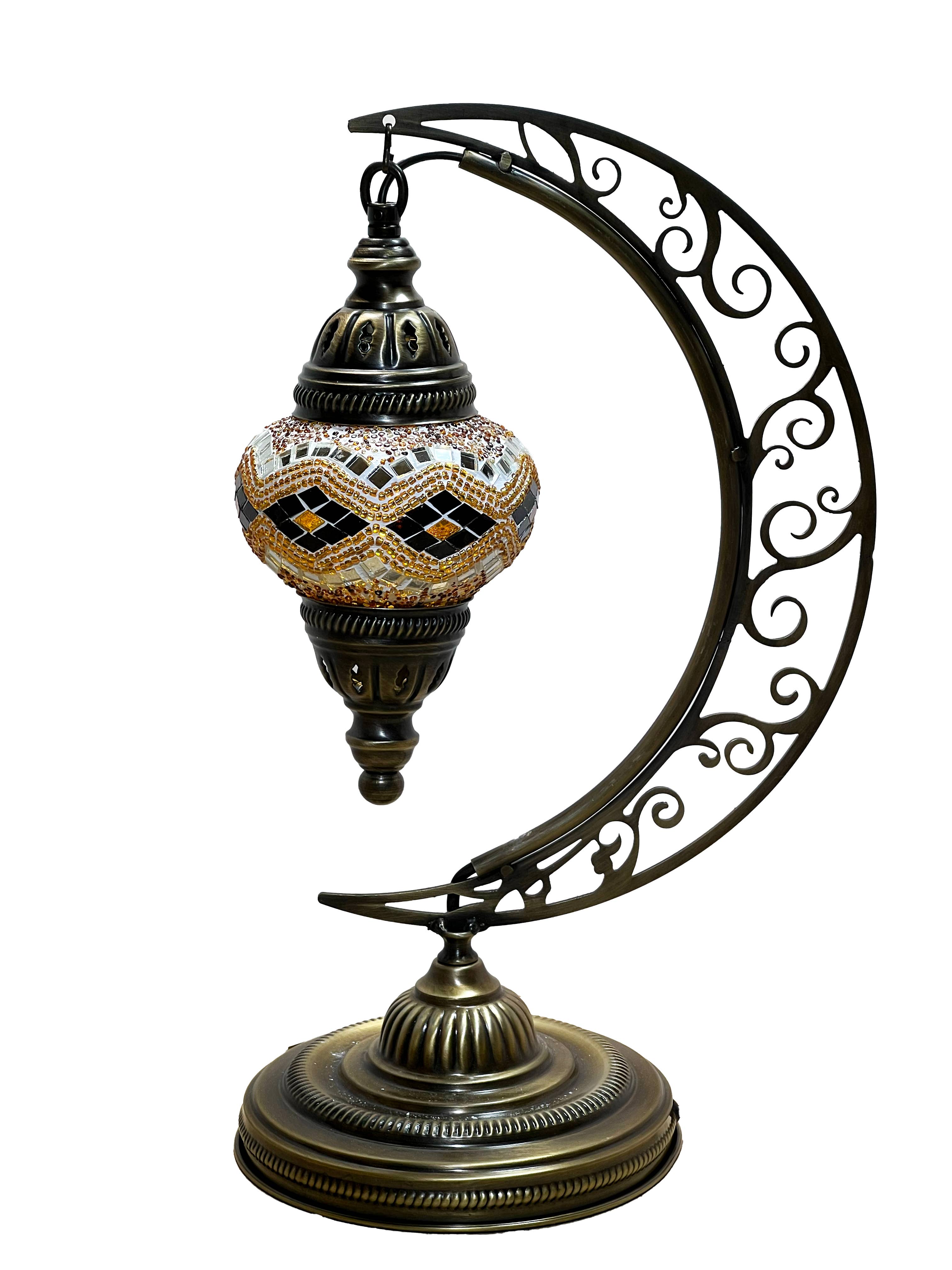 Gypsy Soul - Wholesale Accent/Desk Lamp - Moon Mosaic Turkish Lamp 6" Glass Globe 5