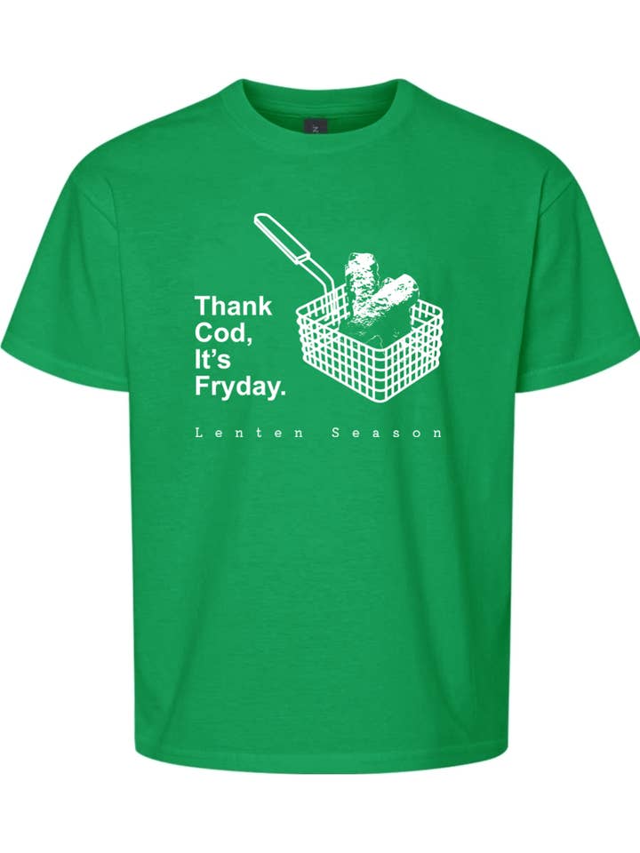 Sock Religious - Wholesale Screen-printed t-shirt – Kids - TCIF Thank Cod, Its Fryday - Fish Fry Youth T-Shirt2