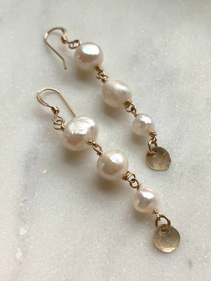 Multi Pearl Dangle Earrings • Freshwater Pearl Earrings • Gift For Mom, Girlfriend, Bridesmaid • Boho Bridal Earrings • Pearl Earrings • for wholesale by Georgia Marie Designs