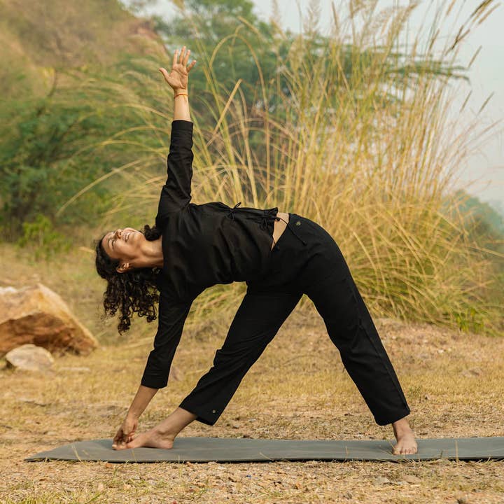 Dames Katoenen Yogabroek Zwart - Chandra voor wholesale door AKISO