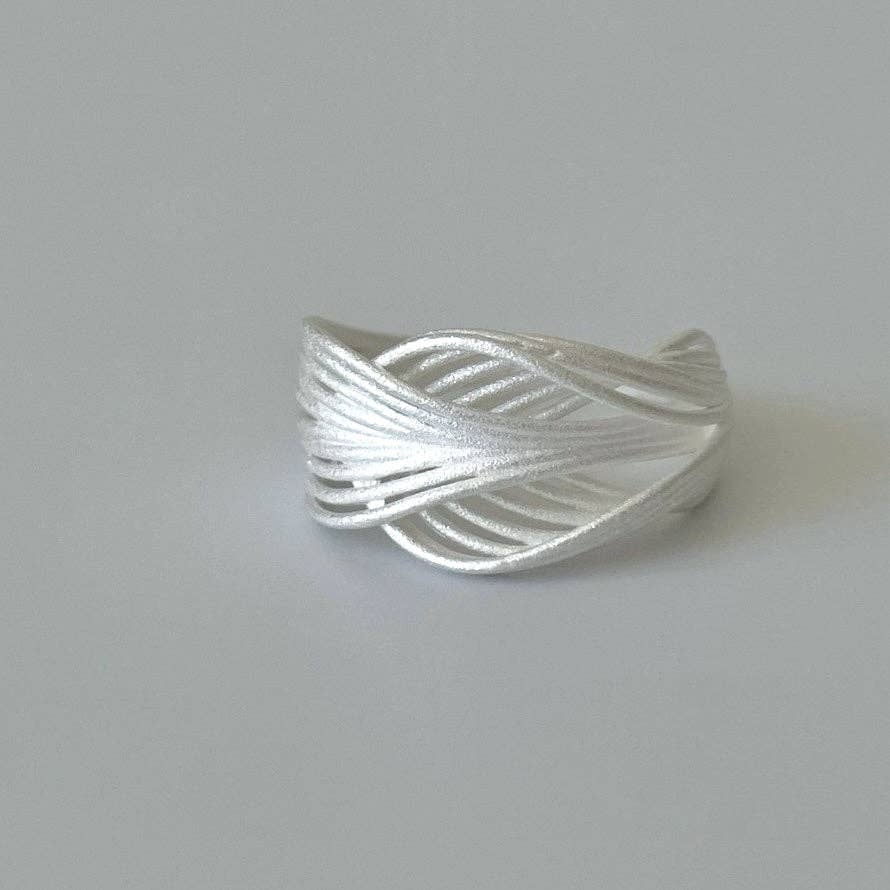 LanLivia – Großhandel Band/Stapelring – Ringe aus Sterlingsilber mit geknotetem Netzmuster