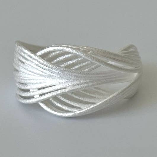 LanLivia – Großhandel Band/Stapelring – Ringe aus Sterlingsilber mit geknotetem Netzmuster0