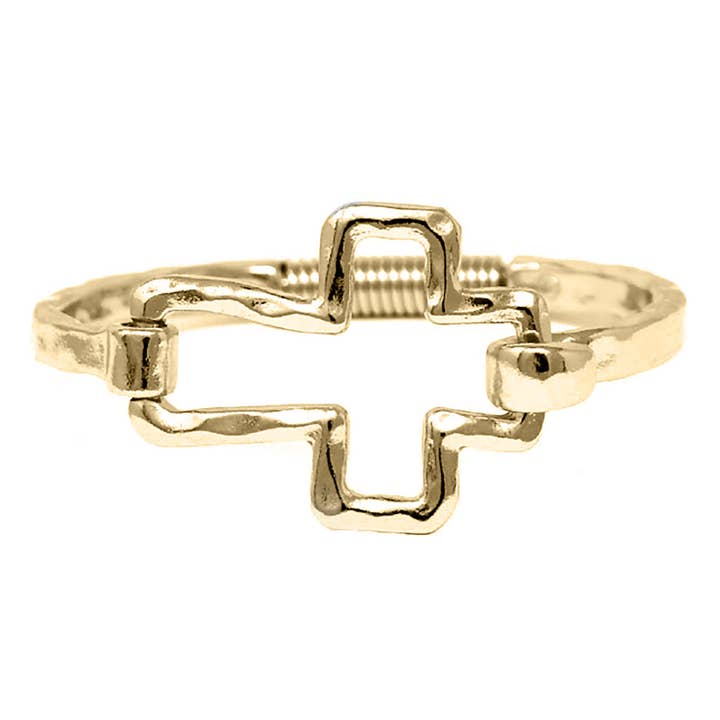 NY Jewelry House - Wholesale Bangle Bracelet - Hammered Cross Hinge Bangle