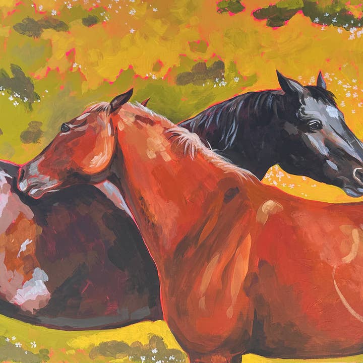 Grooming Horses Print for wholesale by Pony Up by Audrey
