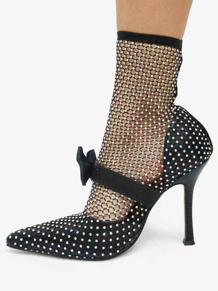 Lemonade Shoes - Wholesale High Heels - Women's - GAZILLION - Rhinestone Mesh Heels w/ Bow 2