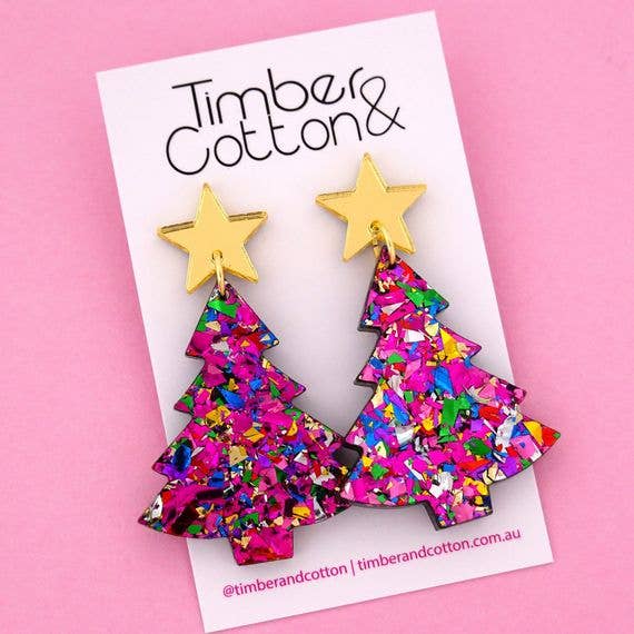Girlfetti - Wholesale Dangle Earrings - Christmas Tree Acrylic Dangle Earrings8