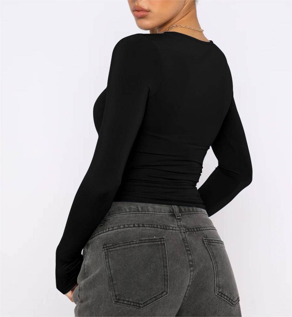 Rosa Clothing - Vente T-shirt – femme - t-shirt basique à manches longues et coupe ajustée pour femmes17