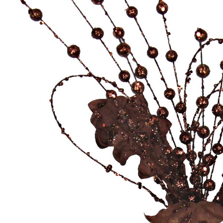 Impressive Enterprises, Inc. - Wholesale Artificial Christmas Tree - ISB15220- 16in Glitter Loop Berries&Lvs Pick-Chocolate2