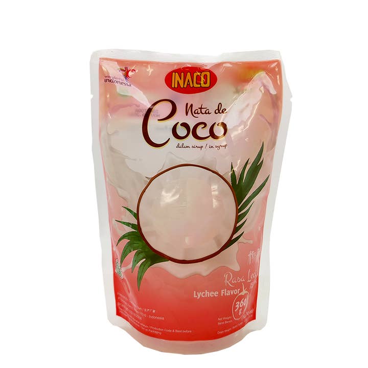 Takari International, Inc. - Wholesale Snack Pack - Kids & Baby - Inaco Nata De Coco- Lychee Flavor, 24 Pouches/Case, 12.70oz (360g)