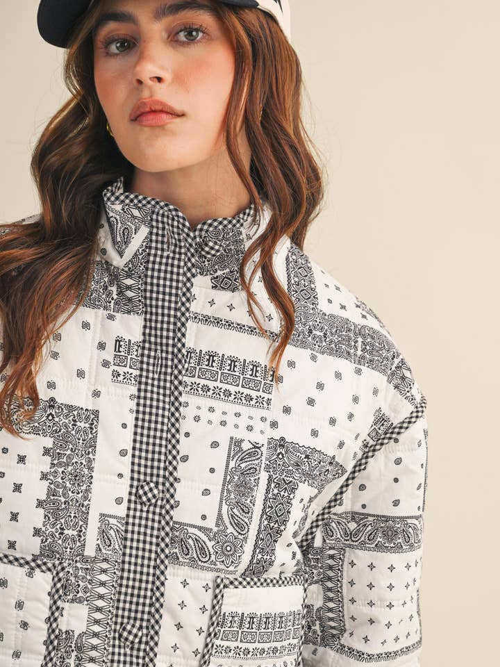 &MERCI - Wholesale Jacket - Women's - BANDANA PATCHWORK QUILTED JACKET MJK4175