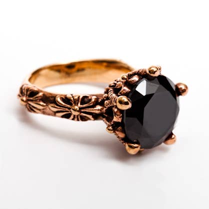 ONYX FLOWER RING for wholesale by Avenue Chic