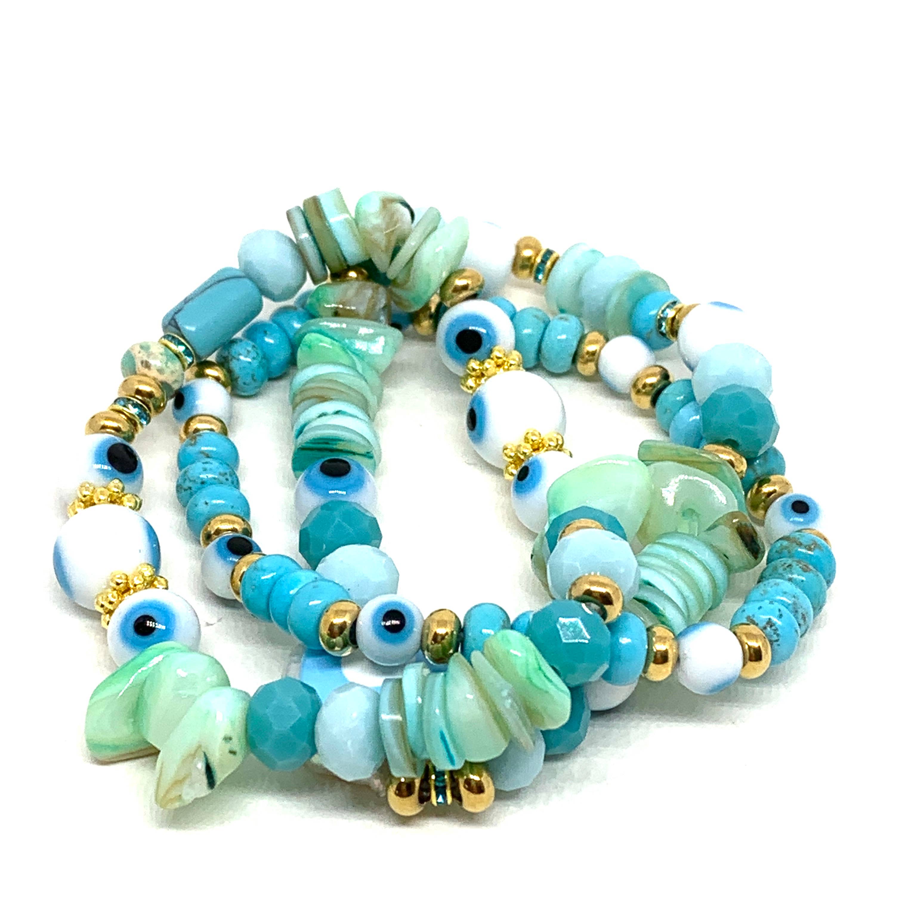 Wholesale cheap wholesale boho style white turquoise bead stack bracelet  set for women From malibabacom
