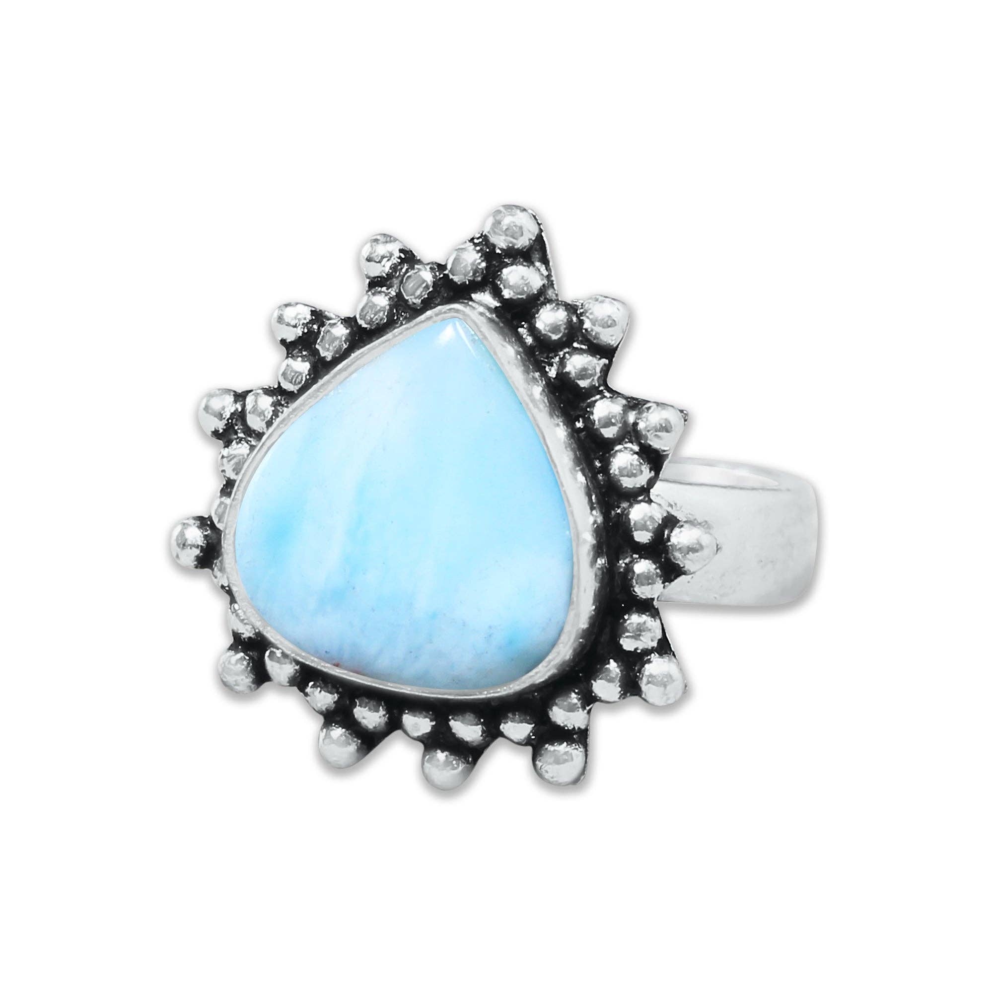 Handmade Jewels - Wholesale Cocktail/Statement Ring - Handmade Silver-Plated Larimar Rings – Minimalist Ocean-Inspired Jewelry (Natural Larimar)11