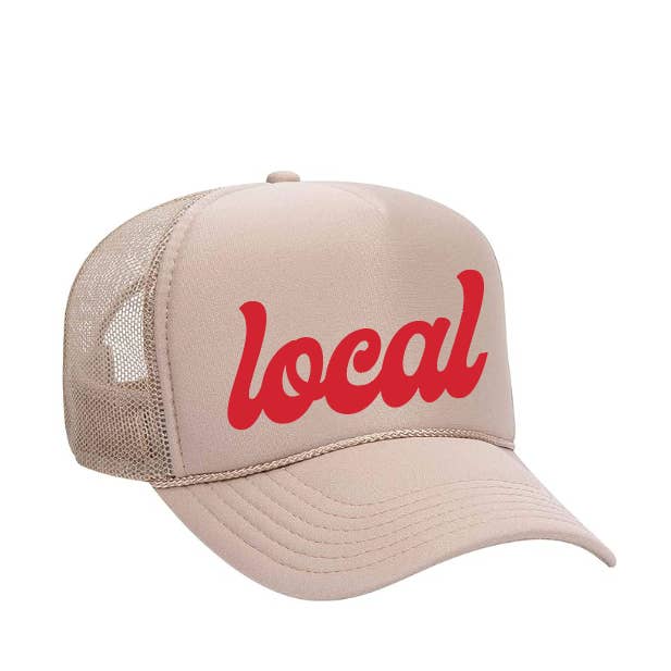 Salt & Sand - Wholesale Trucker hat – Unisex - Foam Trucker Hat / Tan + Red / Local0