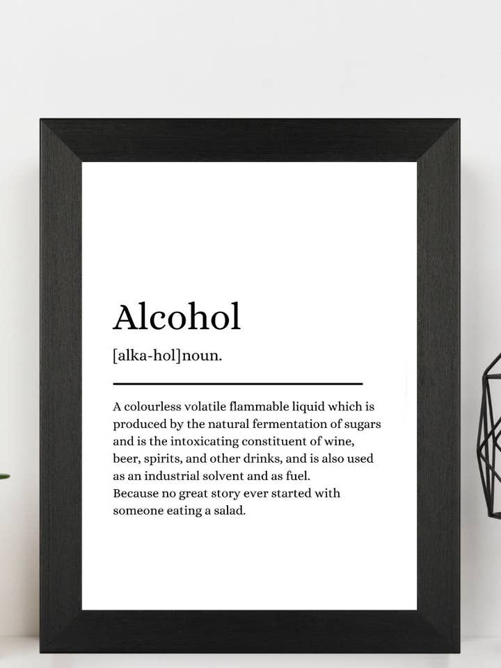 Svart inramad alkoholdefinition Citat Väggkonst för wholesale av Second Ave Gift Company