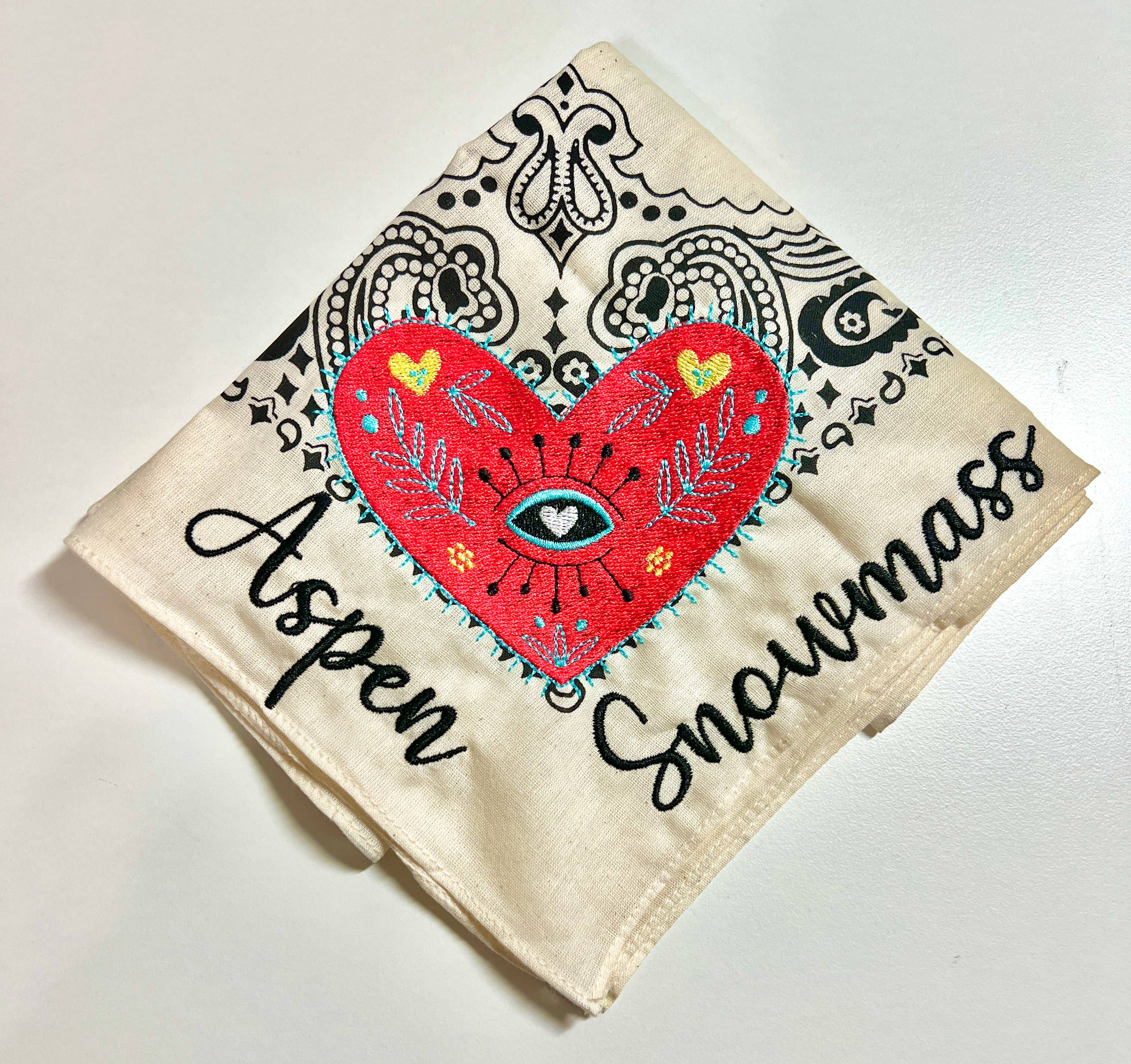 The Funky Soul - Wholesale Bandana - Unisex - Personalized Embroidered Boho Heart Custom Name Bandana
