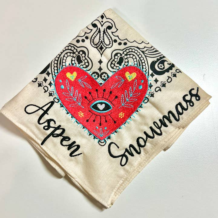 The Funky Soul - Wholesale Bandana - Unisex - Personalized Embroidered Boho Heart Custom Name Bandana