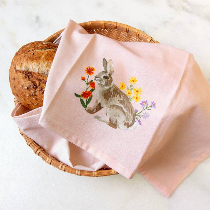 Wildflower Bunny Kitchen Towel for wholesale by 1canoe2 | One Canoe Two Paper Co.