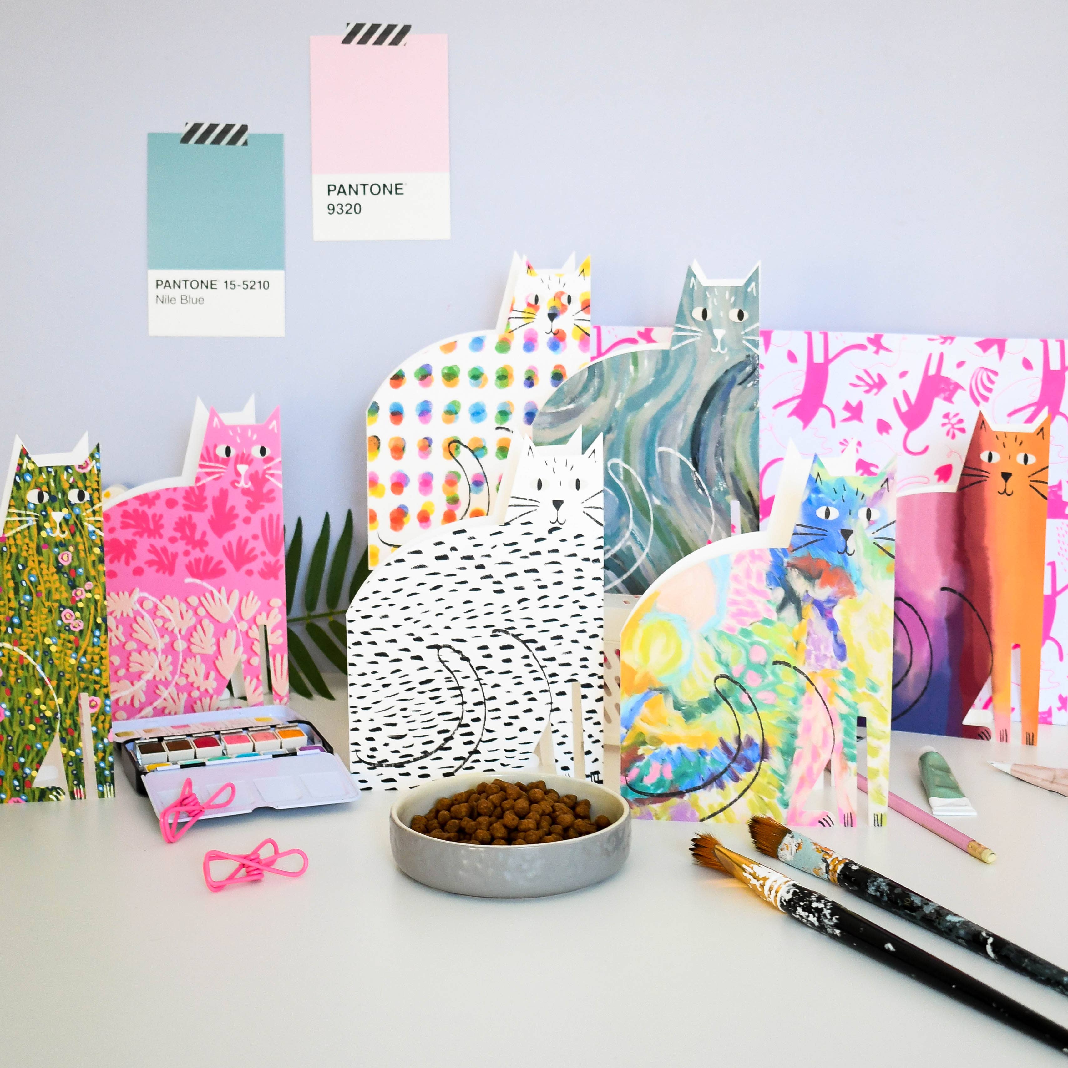 Niaski - Feline Fine Art (USA DUTIES PAID) - Vendita all'ingrosso Biglietti di auguri generici - Cartolina ritagliata Klimt Cat4