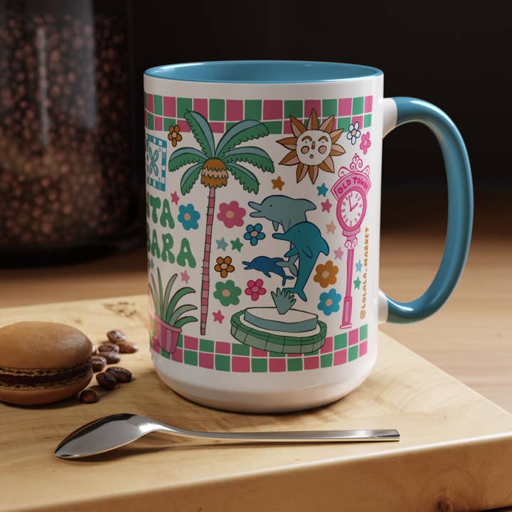 LOLALA - Wholesale Coffee Mug - Santa Barbara - *BIG* Coffee Mug (15oz, blue)4