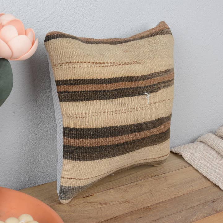 Cojín de Sofá Kilim Vintage Hecho a Mano 12x12 Rayas Étnicas para venta al por mayor de Kilim Pillow Decors